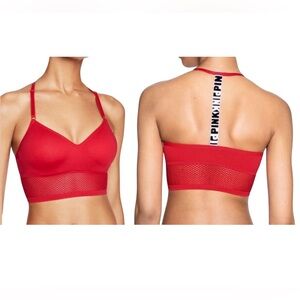 Victoria's Secret PINK Longline‎ Cool & Comfy Wireless Red Sports Bra T back